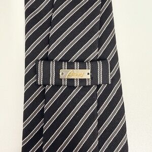 Brioni NEW Mens Tie Striped Black/Silver dis. n. B.05021 Woven Silk 3 5/8" x 59"